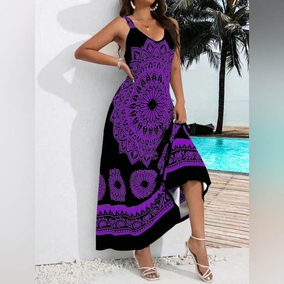 Boho Summer Sleeveless Maxi Dress - Picture 1 of 5